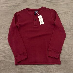 Janie and Jack Long Sleeve Henley Tee in Deep Wine